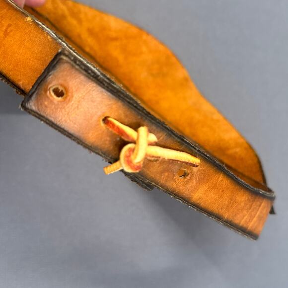 VTG Leather Hand Tooled Floral Sun Visor Brown Boho Hippie 70s Festival Western - Picture 13 of 16